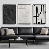 Large Framed Black and White Abstract Wall Art for Living Room, 3 Piece Big Modern Canvas Prints Paintings Artwork for Walls, Minimalist Abstract Art Pictures for Hallway, Office Wall Decor 24x36 Inch