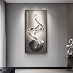 Large Framed Modern Abstract Vertical Wall Art for Living Room, Black Grey Prints Wall Paintings Artwork for Walls, Silver Gray Luxury Wall Pictures for Hallway Entryway Foyer Stair Office Wall Decor 30x60 Inch