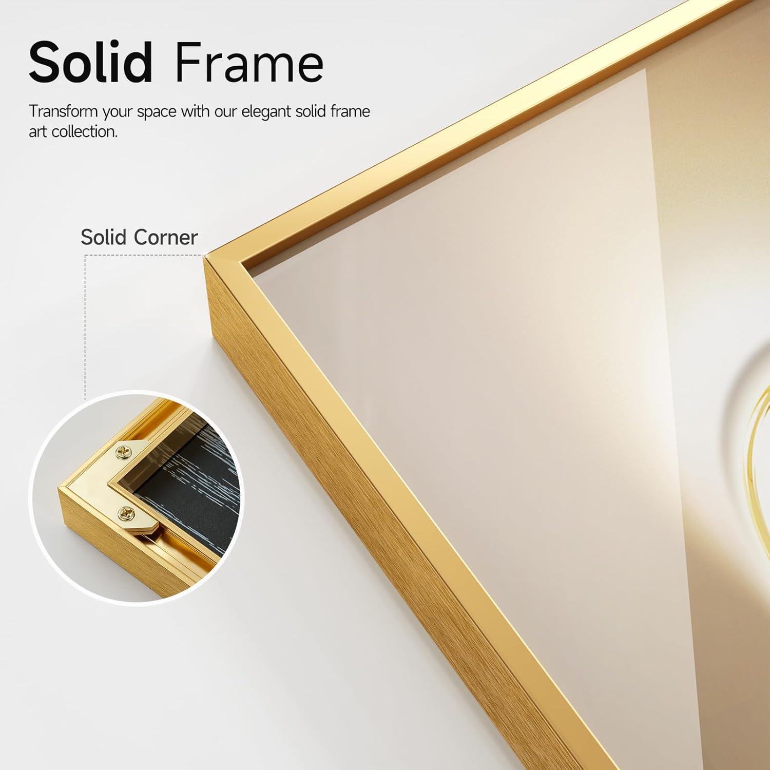 Framed Modern Luxury Gold Wall Art for Living Room, Set of 3 Piece Contemporary Paintings Artwork for Walls, Golden Prints Pictures with Gold Frame, Wall Decor for Home Office - Total 30" x 60"