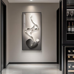 Large Framed Modern Abstract Vertical Wall Art for Living Room, Black Grey Prints Wall Paintings Artwork for Walls, Silver Gray Luxury Wall Pictures for Hallway Entryway Foyer Stair Office Wall Decor 30x60 Inch
