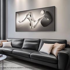 Large Framed Modern Abstract Vertical Wall Art for Living Room, Black Grey Prints Wall Paintings Artwork for Walls, Silver Gray Luxury Wall Pictures for Hallway Entryway Foyer Stair Office Wall Decor 30x60 Inch